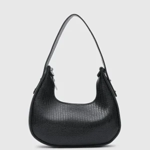Elegant Black Textured Shoulder Bag