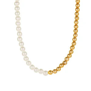 Pearl Stitching Buckle Choker