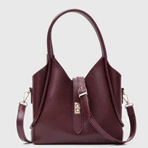 Elegant Burgundy Faux Leather Handbag