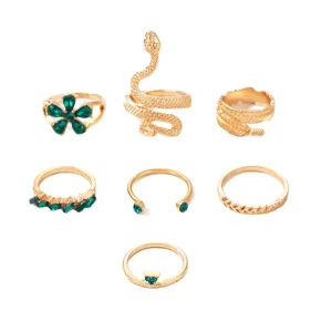 Snake Butterfly Rhinestone Open Rings