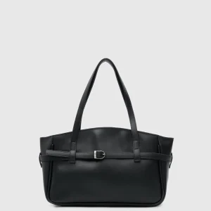 Elegant Black Faux Leather Tote Bag
