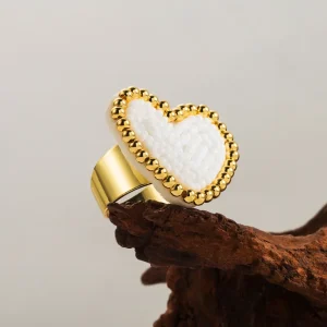 Heart Shape Glass Plating Open Rings