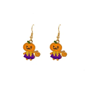Pumpkin Spider Enamel Earrings